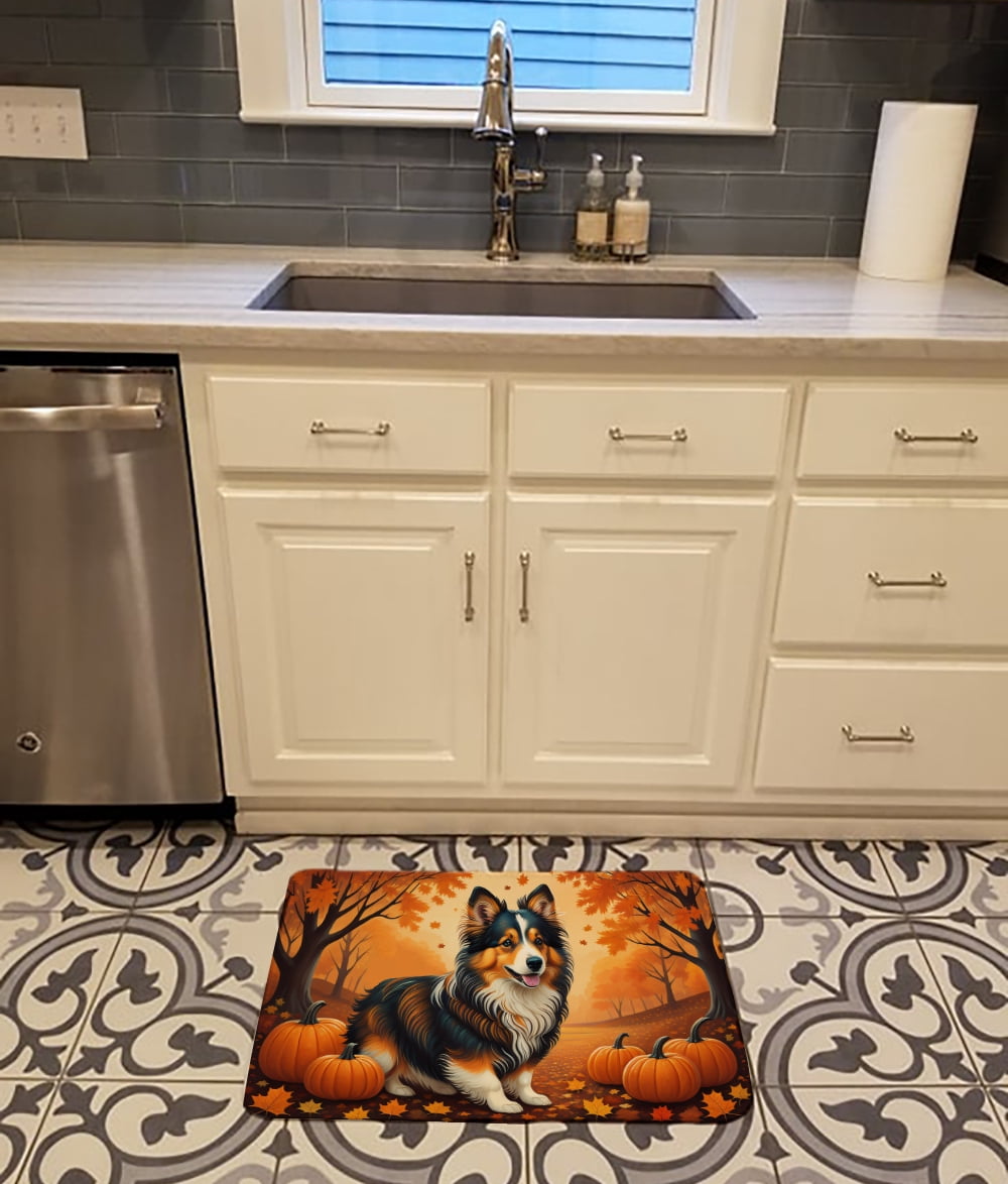 Carolines Treasures DAC1071RUG 19 x 27 in. Unisex Sheltie Fall Memory Foam Kitchen Mat