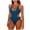 Blue, variant on Women's Halter Neck Monokini Solid Color Cut Out Drawstring One Piece Swimsuit Back Ties High Cut Bathing Suit Black