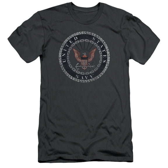 Navy Rough Emblem Adult 30/1 T-Shirt Charcoal