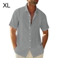 thumbnail image 4 of serony Traveling Casual Style Men's Button Down Shirt Summer Pool Party Solid Color Simple Design Slim Fit Tops Daily Clothes Grey XL, 4 of 5