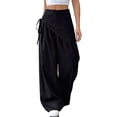thumbnail image 2 of Women Wide Leg Baggy Flowy High Waisted Pants Loose Fit Casual Cozy Cute Y2k Trousers, 2 of 9