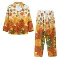 thumbnail image 3 of Renewold Comfy Women Button Pajama Top Size 3XL Fall Maple Leaves Sleepwear Set Lightweight Thanksgiving Pj Long Pant 2pcs Soft Athletic Outfits for Jogger Walking, 3 of 6