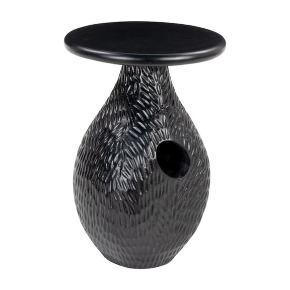 HomeRoots 556555 20 in. Black Solid Wood Round Pedestal End Table