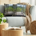 thumbnail image 5 of Ambesonne Summer Throw Pillow Cover 2 Pack, Sunny Day Mountain View, 20", Pale Green Dark Green, 5 of 7