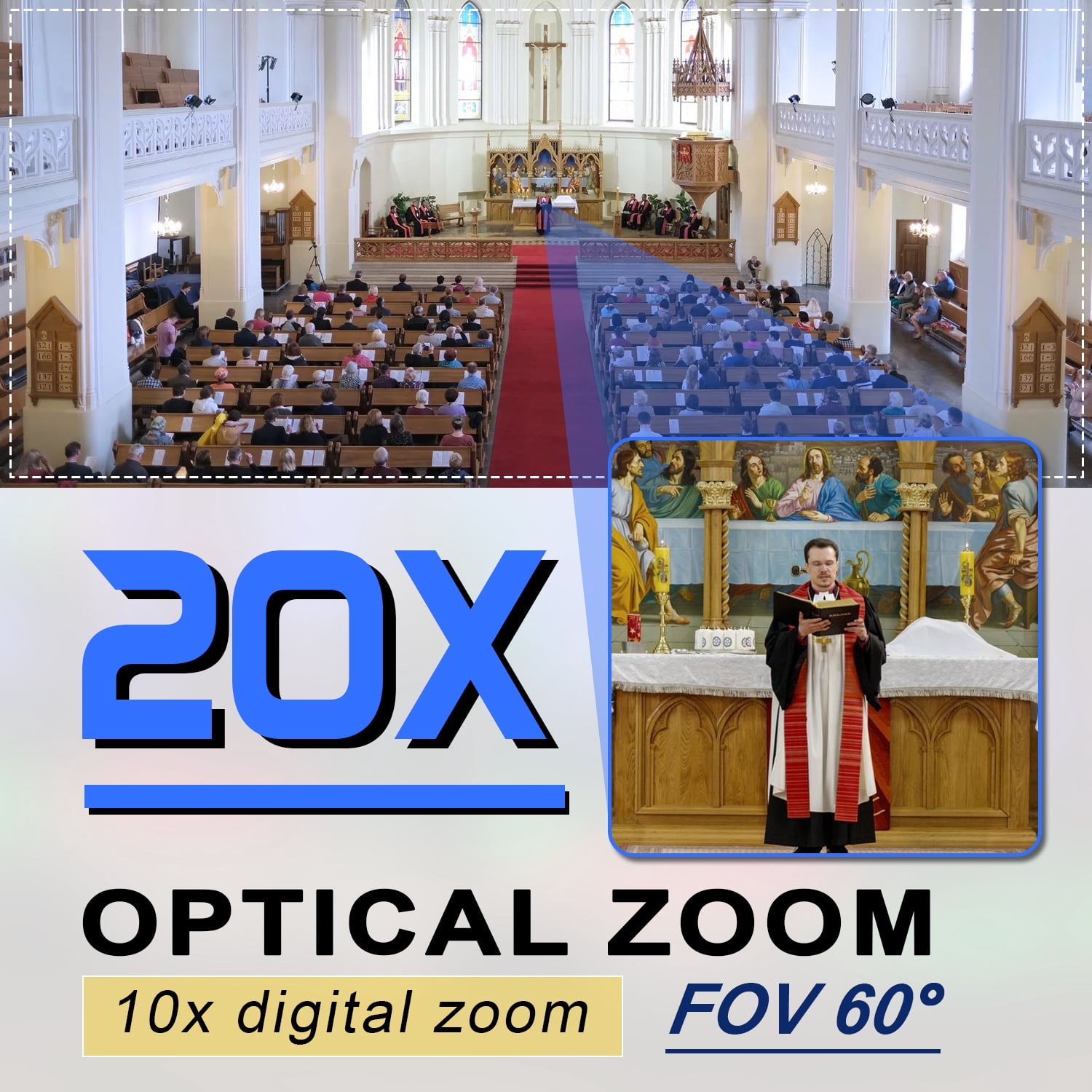 FoMaKo 4K PTZ Camera HDMI 1080P60 AI Auto-Tracking PTZ Camera 20X Optical Zoom, USB3.0 LAN HDMI PTZ Camera 4K for Church Worship Education Conference Events, K20UH