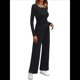 thumbnail image 2 of Conjuntos de Dos Piezas para Mujer, para Estar en Casa, para Otoño, con Suéter de Cuello Henley, Pantalones Anchos y Chándal Negro L, 2 of 8