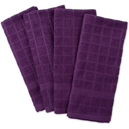

MWYY Basic Terry Collection Windowpane Dishtowel Set 16x26 Dark Green Solid 4 Piece