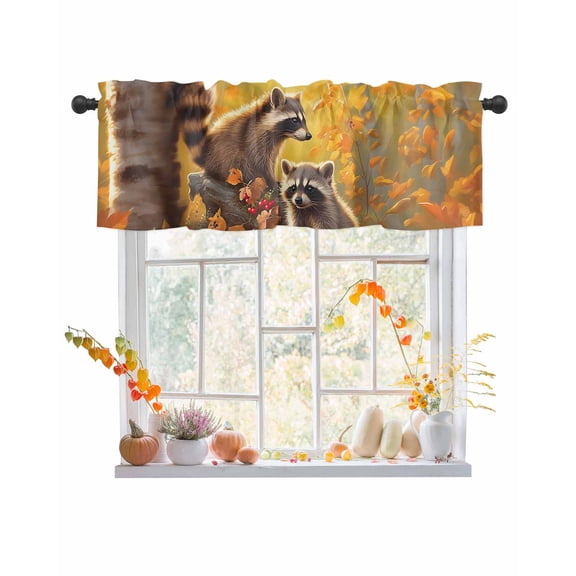 Valances for Windows Fall Forest Rod Pocket Cafe Window Treatments Valance Curtains for Kitchen Bathroom Laundry Basement Windows 54"x18"