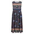 thumbnail image 4 of Ruyang Maxi Dress for Women Cotton Linen Floral Print Casual Long Dress Flowy Sleeveless Round Neck Dresses with Pockets, 4 of 5