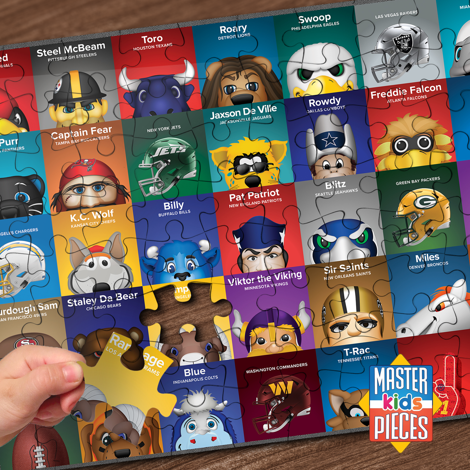 NFL Mascots 100pc Jigsaw Puzzle by MasterPieces, Art by S. Preston