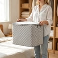 thumbnail image 6 of 40 Gallon Extra Large Grey Checkered Storage Box Foldable Fabric Bin Reinforced Handles for Seasonal Clothing Bedding, 6 of 9