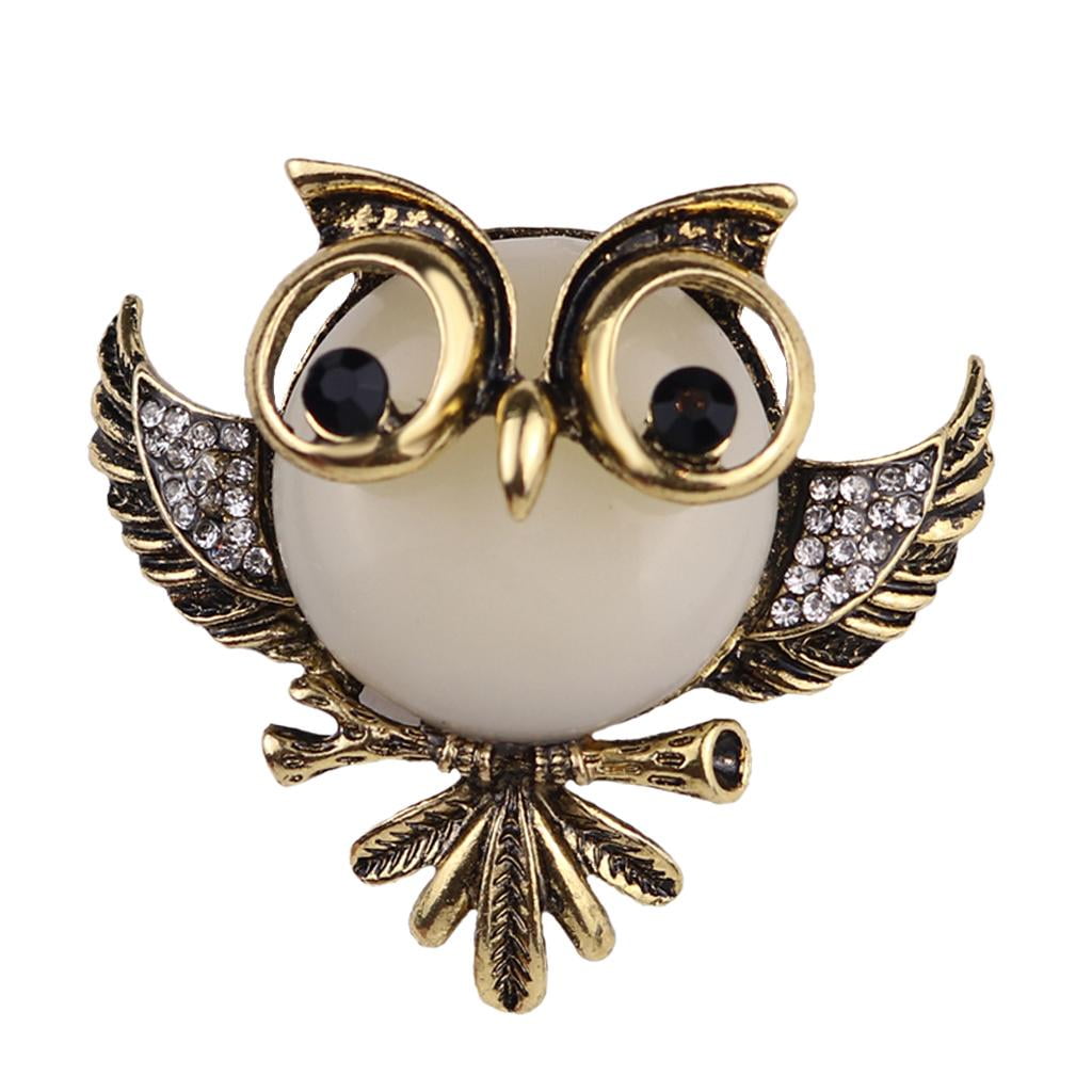 Gold owl brooch best sale