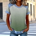 thumbnail image 2 of Sexlip Womens Short Sleeve Ombre Crew Neck T Shirt Gradient Design Breathable Fabric Relaxed Silhouette for Beach Days Green XXL, 2 of 5