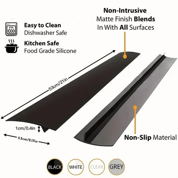 Silicone Stove Counter Gap Cover – 1-Pack Flexible Heat-Resistant Kitchen Filler to Stop Crumbs, Oil & Spills from Falling Between Stove and Counter