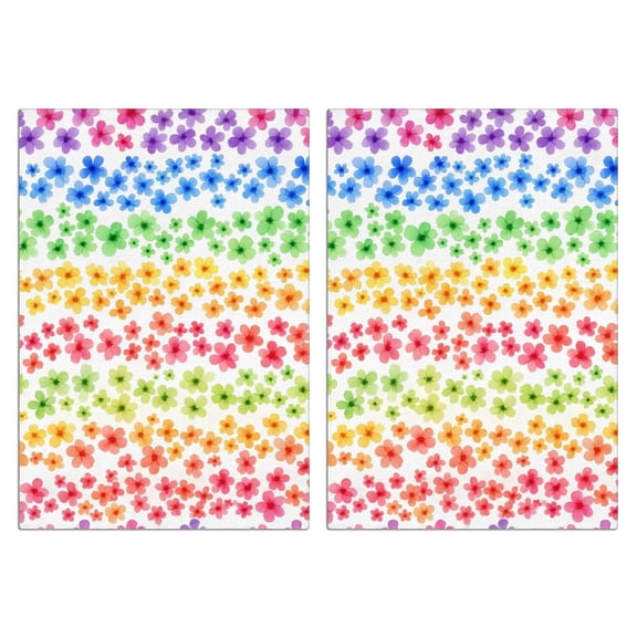 2 Pcs Pioneer Flower Floral Print Pattern Kitchen Towels, Funny Microfiber Dish Towel Set, 18" X 26" Tea Towels