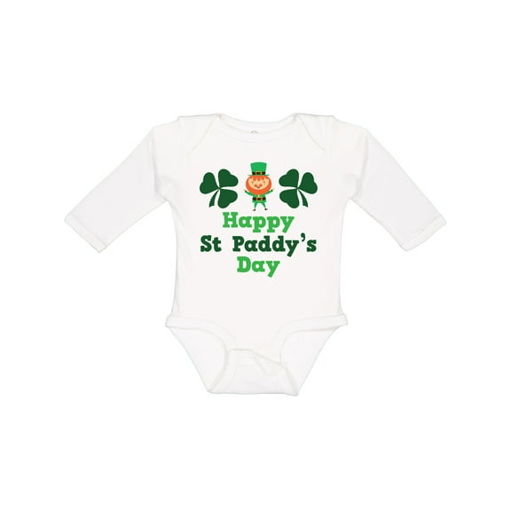 Inktastic Happy St Paddy's Day Boys or Girls Long Sleeve Baby Bodysuit