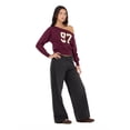 thumbnail image 3 of Forever 21 Women's Slouchy Sporty Graphic Sweater, High Rib Off-Shoulder Design for Cozy Fall Layering, M, 3 of 6