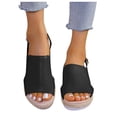thumbnail image 2 of MKLEKYY Sandalias de Mujer Sandalias de Tacón Bajo Con Suela de Lino de Color Liso para Mujer Zapatillas, 2 of 4