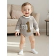thumbnail image 5 of Miaouyo Newborn Baby Boy Striped Birthday Romper 6 12 18 Months Fashionable Number Embroidery Round Neck Long Sleeve Jumpsuits, 5 of 9