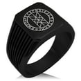 thumbnail image 1 of Stainless Steel Vegvisir Web of Wyrd Skuld’s Net Viking Needle Stripe Pattern Biker Style Polished Ring, 1 of 1