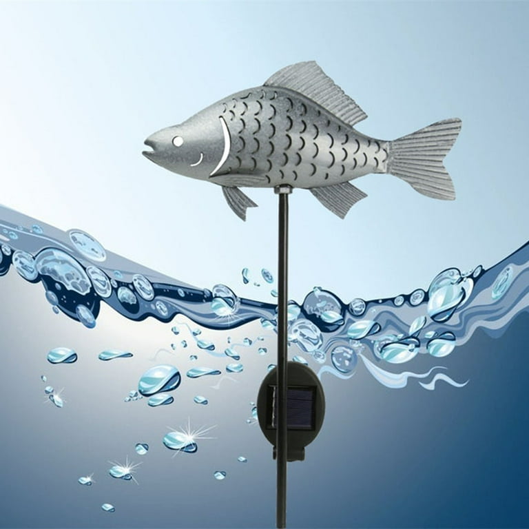 Solar Lights Garden Metal Fish Decorative Stake for Outdoor Patio