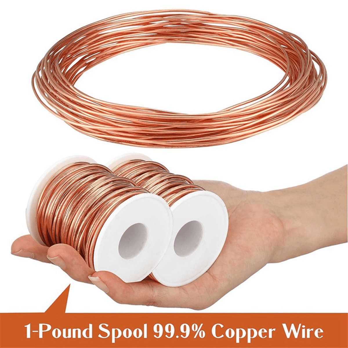 2 Rolls Soft Copper Wire Solid Bare Bendable Wire for Electroculture, Jewelry Making (12 Gauge 52.49Feet Per Roll)