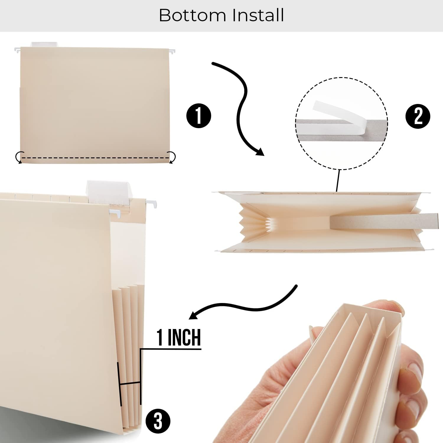 Letter Size - 6 Pack Extra Capacity Hanging File Folders Accordion Decorative File Folder Cute Colored Hanging Folder Organizer for Office Home with 1/5-Cut Adjustable Tabs, Mocha Color