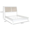 thumbnail image 5 of Heo Queen Size Bed, Sleigh Beige Upholstered Headboard, White Wood, 5 of 7