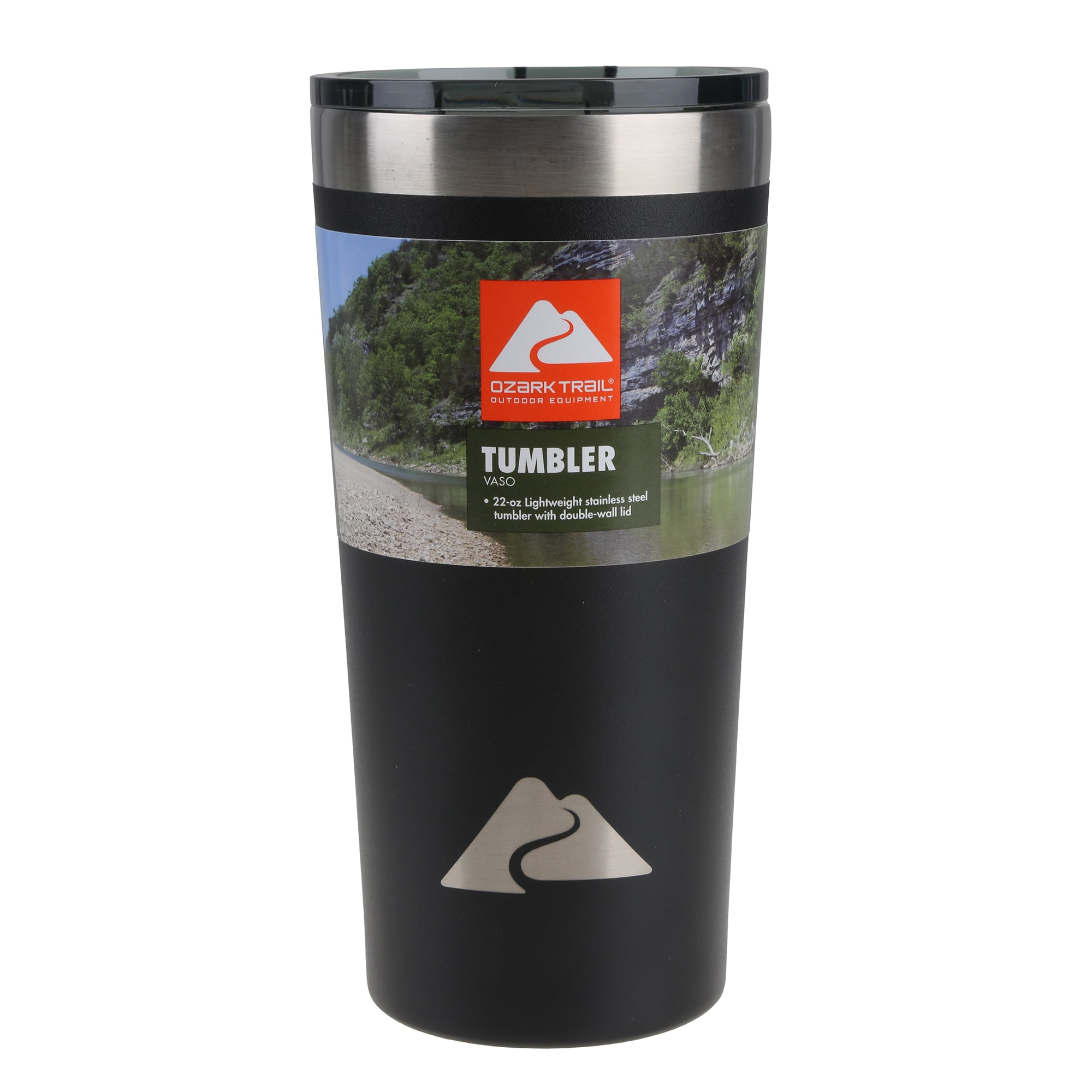 Ozark Trail Double Wall Vacuum Sealed Stainless Steel Tumbler 22 Ounce, Black