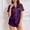 Purple, variant on Kctiaxy Womens Pajamas Satin 2 Piece Outfits Button Up Short Sleeve Shirts and Short Trousers Loungewear Solid Color Turndown Collar Sleepwear Homewear