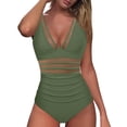 thumbnail image 3 of MKLEKYY Trajes De Baño Dama Women Mesh 1 Piece Swimwear Push Up Padded Bikini Swimsuit Training Athletic Swimwear Sport Shirred Tank Swimwear Vintage Bathing Suits, 3 of 5