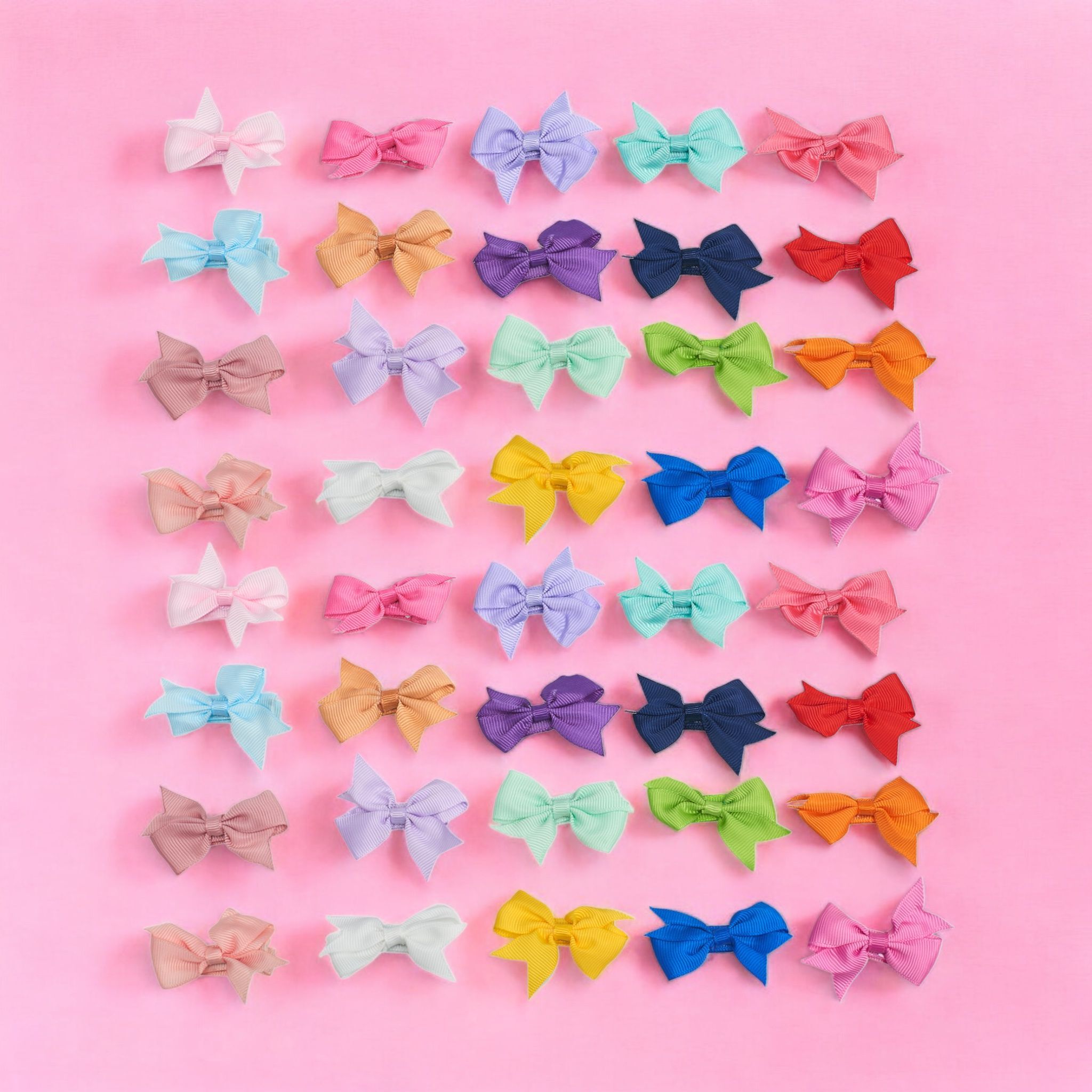 Simply Petals 40 Pack Heart Themed Hair Bow Set - Baby Bows for 0-12 Months, Colorful Clips for Infants, Girl, 40pcs
