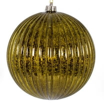 Vickerman 4" Olive Shiny Lined Mercury Ball Ornament, 6 per bag.