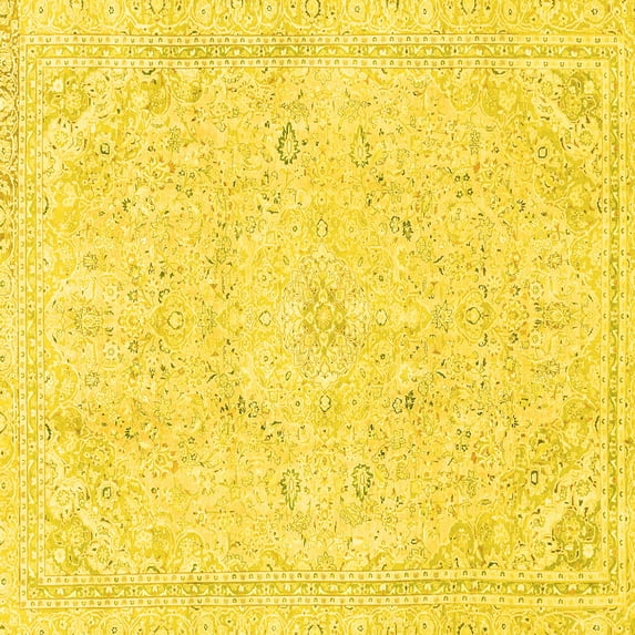 Ahgly Company Indoor Square Abstract Yellow Modern Area Rugs, 6' Square