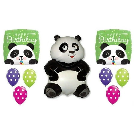 PANDA Pandemonium Body Jungle Polka Dots Birthday Party Mylar Latex Balloons Set