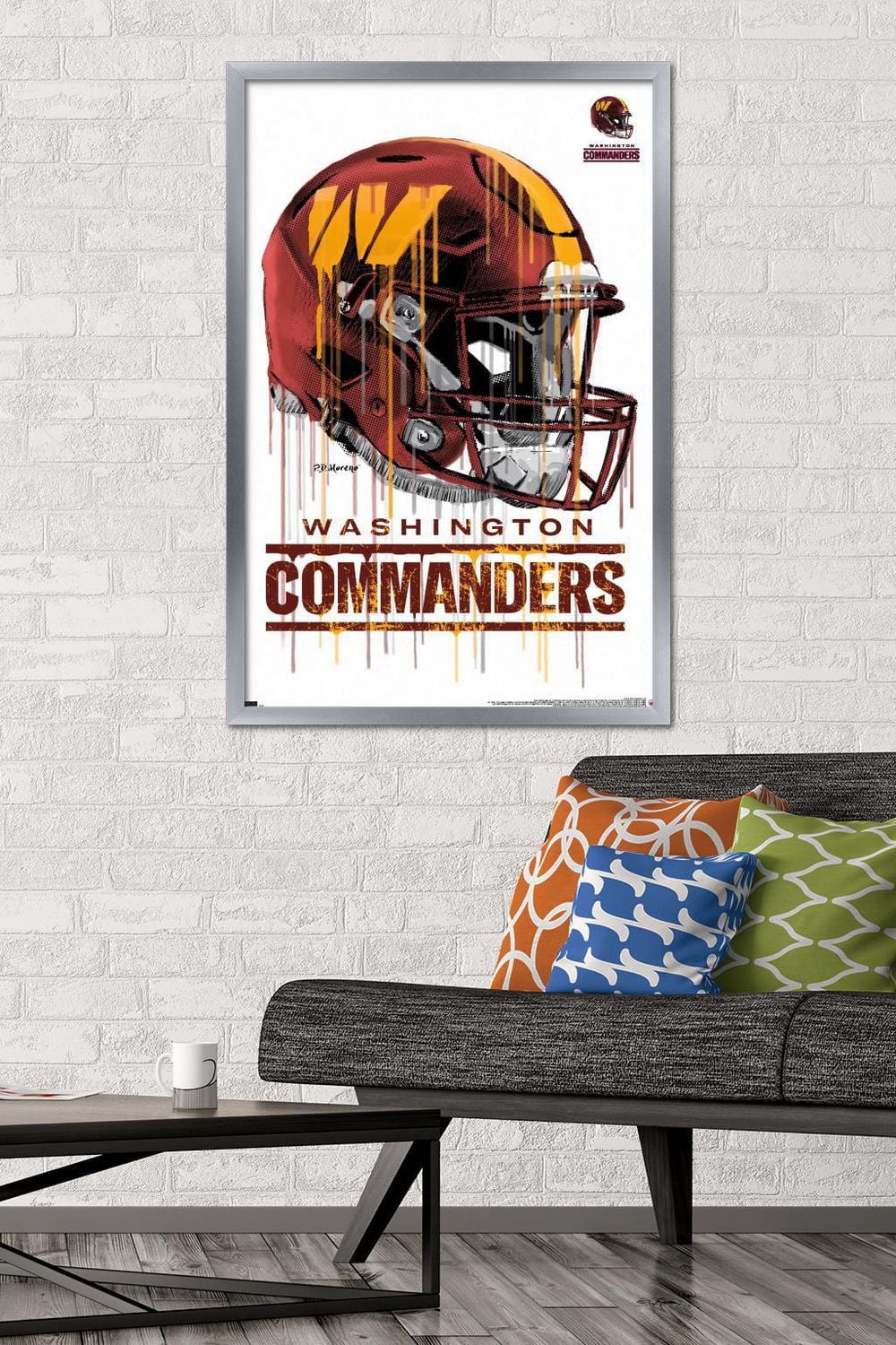 NFL Washington Commanders - Drip Helmet 22 Wall Poster, 14.725" x 22.375" Framed