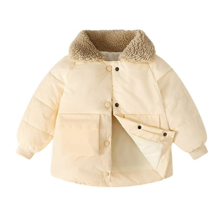 

Honeeladyy Children Toddler Baby Clothes Toddler Kids Baby Boys Girls Fashion Cute Solid Color Windproof Padded Clothes Jacket Lapel Coat Beige Discount