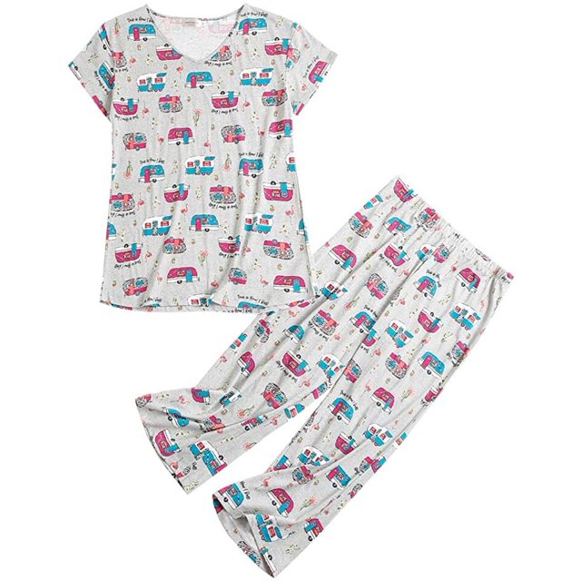 Tops de pijama para mujer con pantalones capri Conjuntos de pijama Ormromra CJWUS-6118