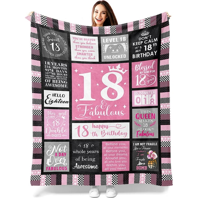 LHSHID 18th Birthday Gifts for Girls 18 Year Old Girl Birthday Gifts Gifts for 18 Year Old Girl 18th Birthday Decorations for Girls Blanket 30"x40"