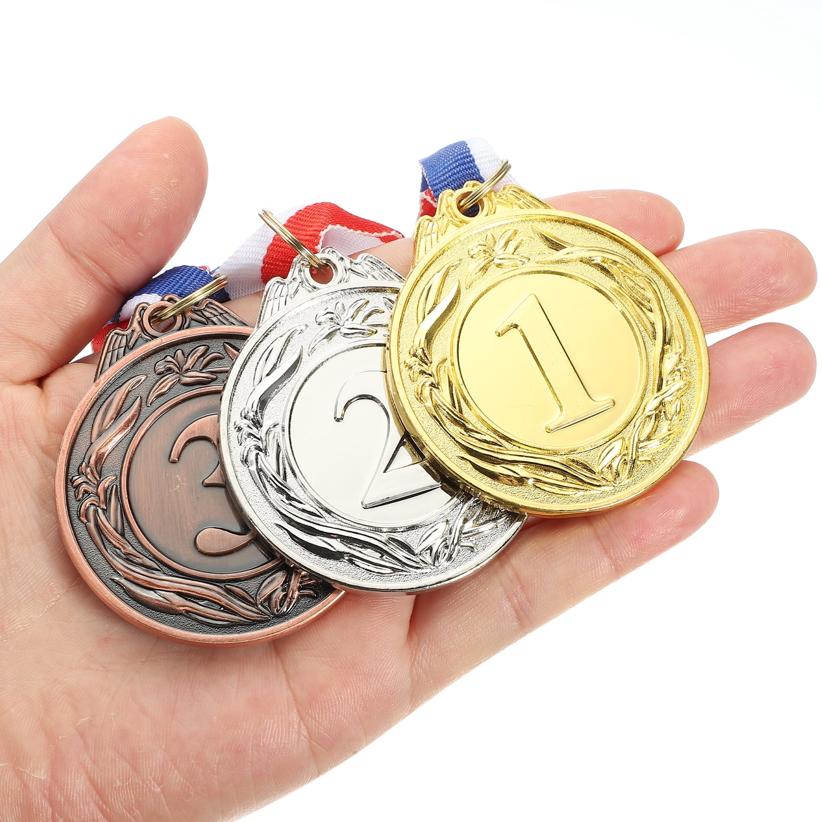 Uxcell Award Metals Winner Award Medals Prize with Neck Ribbon Red White Blue Gold/Silver/Bronze
