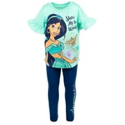 Disney Princess Jasmine Little Girls T-Shirt and Jogger Leggings Outfit Set Toddler to Big Kid
