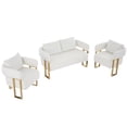 thumbnail image 5 of TS Modern decorative chair, living room side chair with gold metal legs, no wheels, suitable for dressing area, reception room, office,Teddy fleece upholstered metal foot sofas White (combo set), 5 of 5