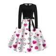 thumbnail image 1 of Robes d'Été pour Femmes Saint-Valentin Rétro Festive Imprimée Col Rond Soirée avec Jupe Évasée Robe pour Femmes Violet m, 1 of 3