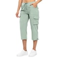 thumbnail image 5 of Women's Cargo Capris Lightweight Quick Dry Hiking Travel Summer Casual Cropped Pants with Pockets Mint Green XL, 5 of 5