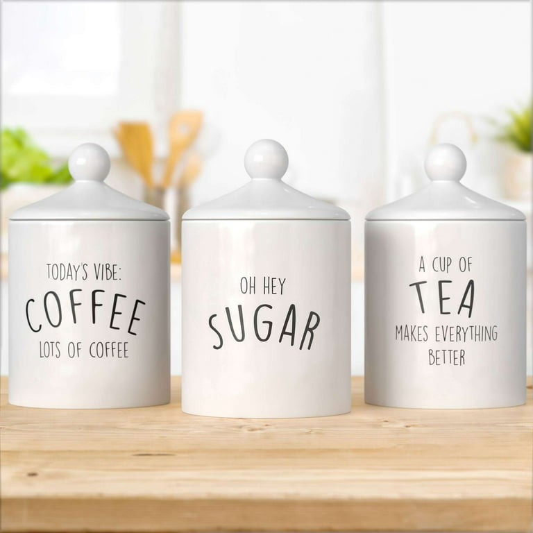 Barnyard Designs Canister Sets for Kitchen Counter, Ceramic Canister Set,  Decorative Kitchen Canisters, Coffee Tea Sugar Container Set, Rustic