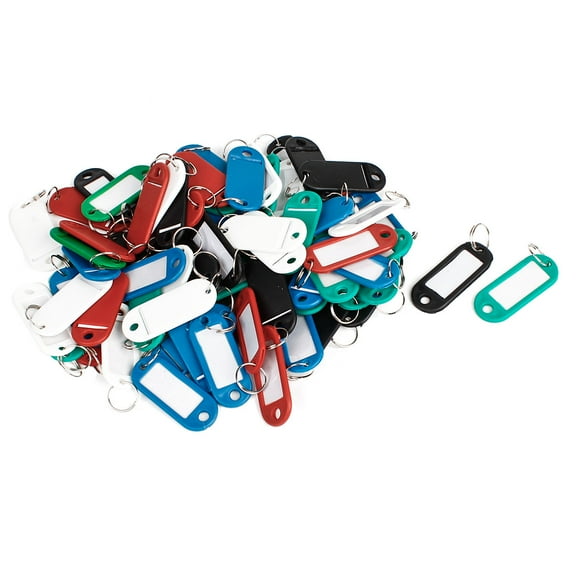 80 x Plastic Holder Key ID Tags Name Card Labels Keyring Keychain
