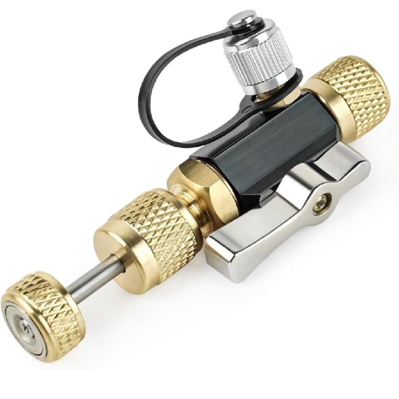 HVAC Brass Remover Tool for R410A Systems with 1/4" Vacuum Port & Gauge