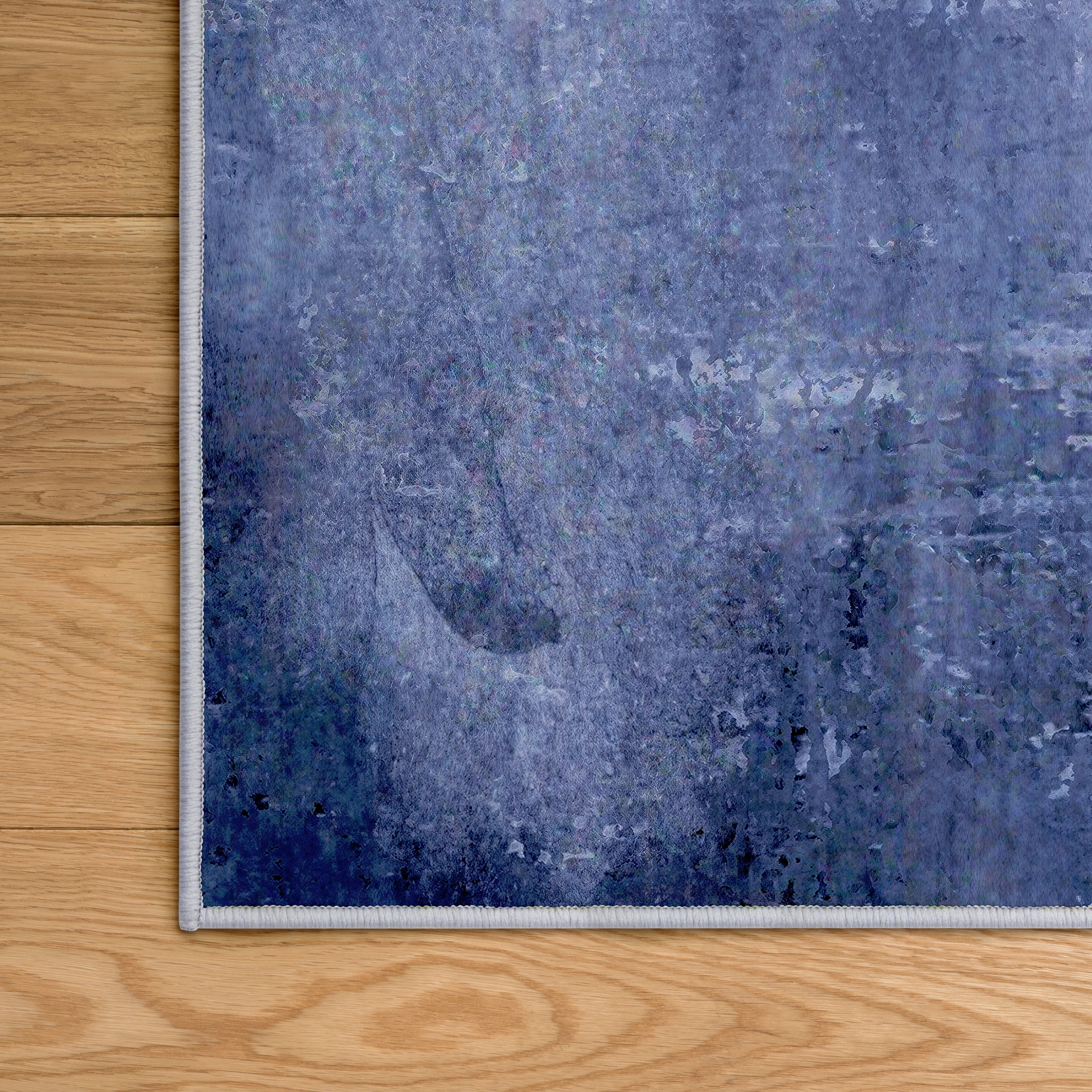 Circles of Blue I Washable Geometric Art Area Rug size 8'x10', Power-loomed, Heavenly Softness with Non-Slipping Backing