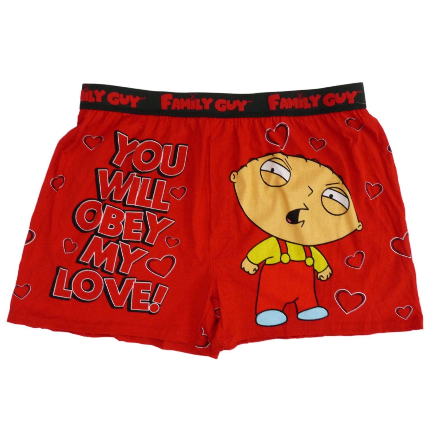 Family Guy Family Guy Mens Red Valentine's Day Boxers You Will Obey