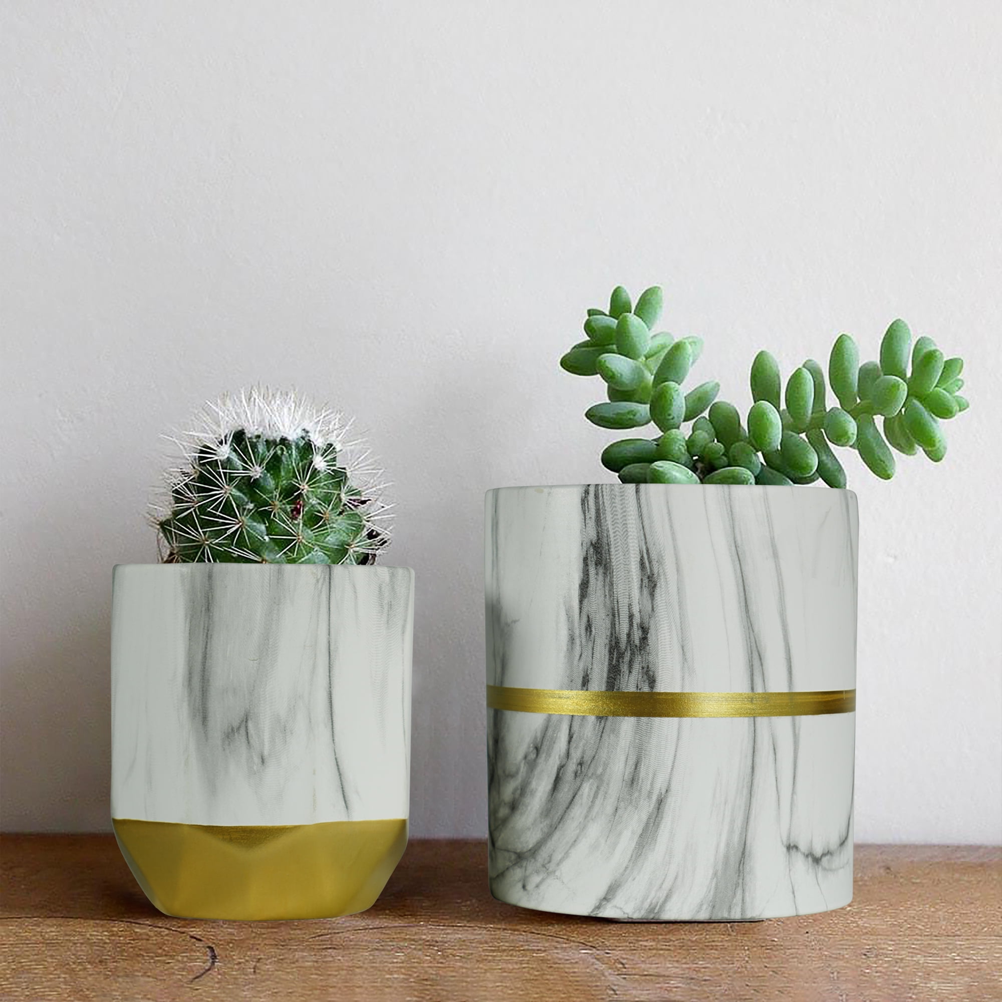 Marble Pattern Pots Set of 3 - Grey Planters